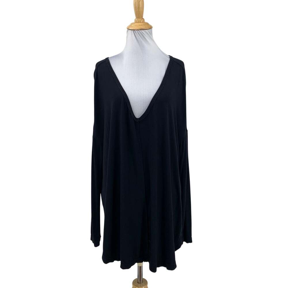 Free People Top Women S Small Black Moonshine Oversized Drapey Long Sleeve Tunic